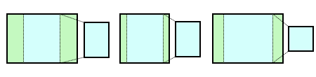 Una representación gráfica de la operación de escalado y recorte cuando la imagen original es más ancha que la vista previa.